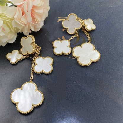 Mysitc CLOVER EARRINGS WHITE MOP 4 MOTIFS GOLD