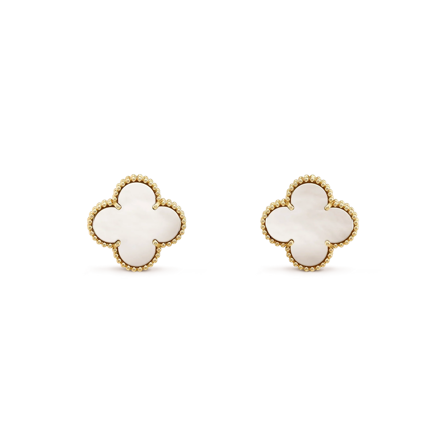 Mysitc CLOVER MEDIUM 1 MOTIFS  WHITE MOP STUD EARRINGS
