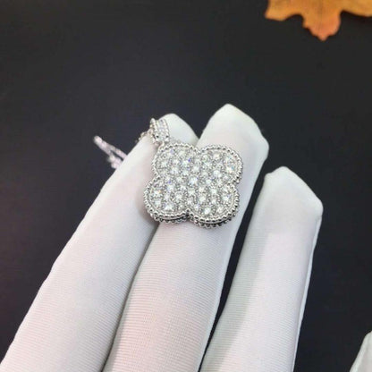 Mysitc CLOVER 25MM SILVER FULL DIAMOND BIG CLOVER NECKLACE