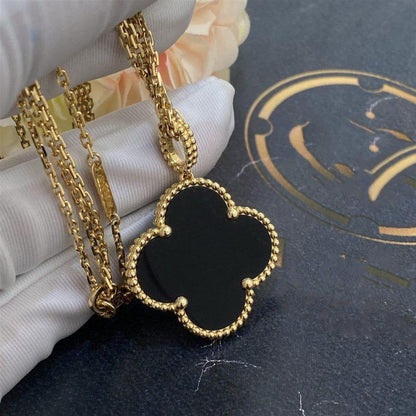 Mysitc CLOVER 25MM GOLD ONYX BIG CLOVER NECKLACE