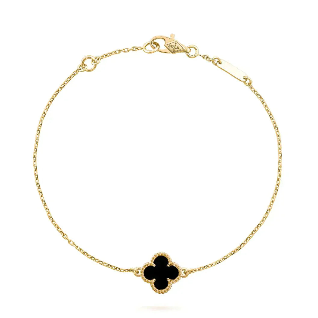 Mysitc CLOVER ONYX SINGLE FLOWER BRACELET