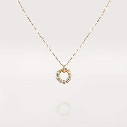 Mysitc TRINITY NECKLACE SILVER GOLD PINK GOLD DIAMONDS