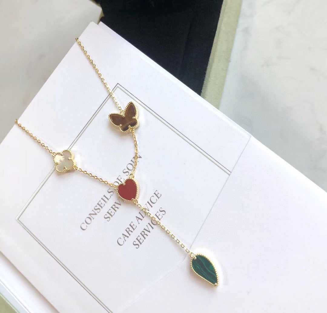 Mysitc LUCKY SPRING 4 MOTIFS ROSE GOLD NECKLACE