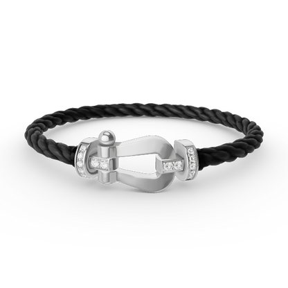 Mysitc FORCE LARGE HORSESHOE HALF DIAMOND BRACELET SILVER